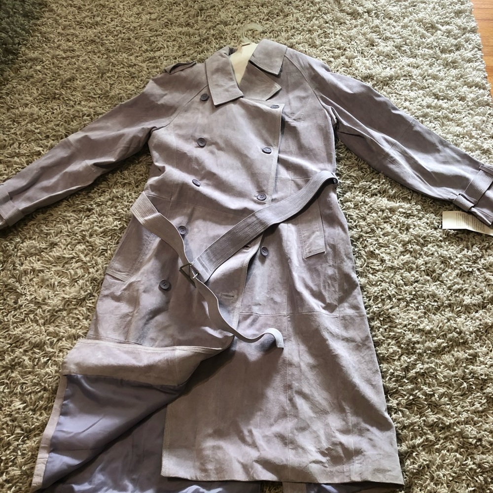 Lavender suede long coat. NWT size 6